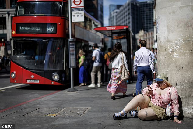 The mercury is set to rise to 36C on Monday in parts of the UK in what could be the hottest June day in record and the highest temperature in nearly three years. Pictured: Central London
