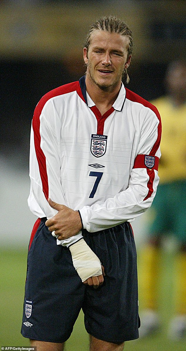 Former England captain David broke his wrist in May 2003 in a friendly match between England and South Africa in Durban (pictured)