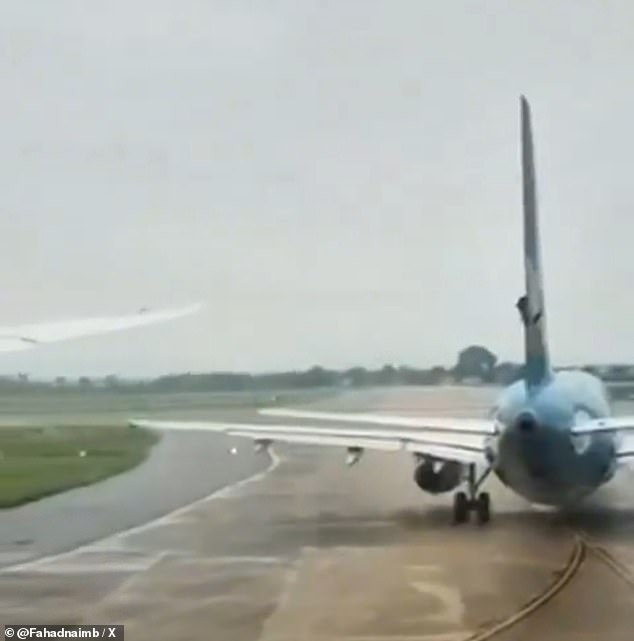 The wing clipped the tail of the other plane, jerking to the left and leaving significant damage
