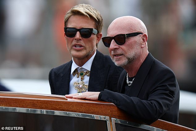 Fashion designer Domenico Dolce travels on a boat, on the second day of the wedding festivities of Amazon founder Jeff Bezos and journalist Lauren Sanchez