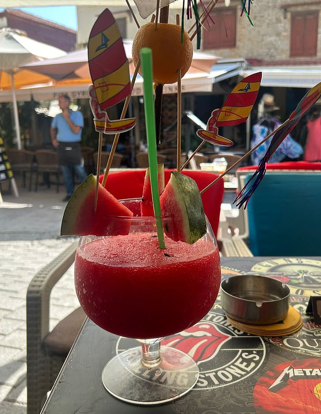 When the reporter asked for a 'small' cocktail at Lindos, she was brought a fishbowl and was told it is the 'smallest' one