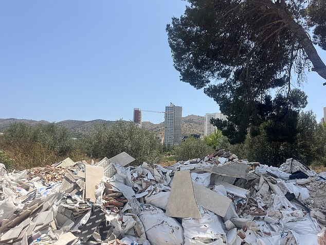 The encampment has a direct view of New Town where thousands of Brits descend each summer to soak up the Spanish sunshine and let loose