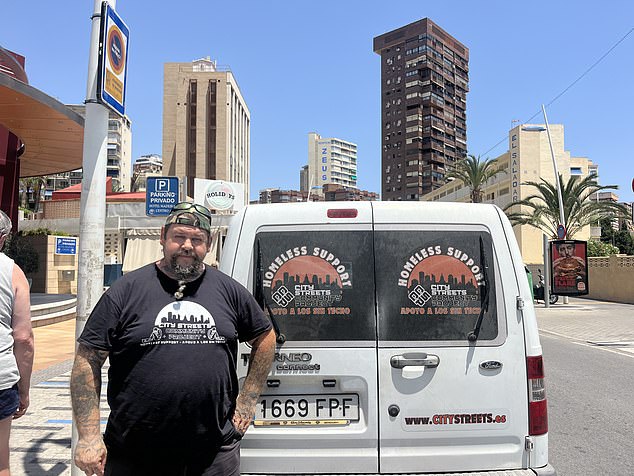 Jonny Elraiz (pictured) runs City Streets Community Project, a charity that delivers food to the homeless in Benidorm