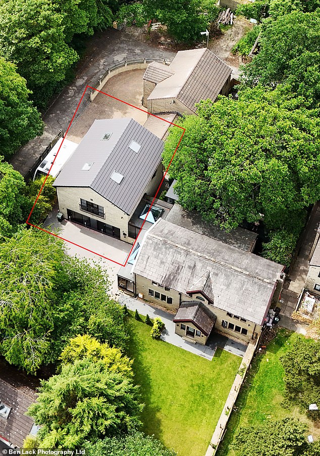 Aerial photo shows the extension that was built after the homeowner gained planning permission for a garage