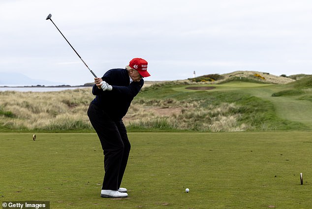 Mr Trump may make time to check in on his new resort in Aberdeenshire, which is named in honour of his Lewis-born mother, Mary Anne MacLeod