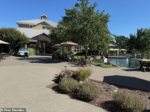 The cellar entrance leads to the wine-filled oak caskets of Fairwinds Estate, a California winery that creates bespoke wines for celebrities including Barry Manilow , the estate of cowboy movie legend John Wayne and the hit Western television series 'Yellowstone'