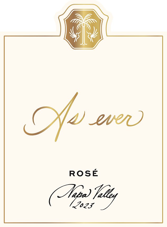 The gold-rimmed label on the front of the bottle says: 'As Ever Rosé Napa Valley 2023'