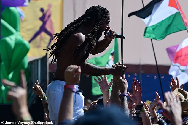Glastonbury had said all were welcome at the festival but added it 'does not condone hate speech or incitement to violence of any kind from its performers'