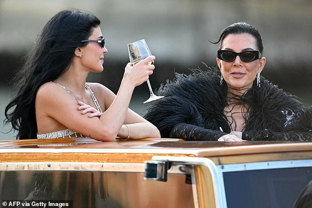 She sipped on the glass as she chatted with her mother Kris Jenner