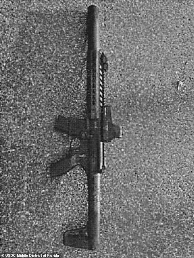 After failing to break in, Chan allegedly retrieved a long air rifle pellet gun (pictured) that he had left ominously propped against the front porch wall - a weapon capable of firing metal pellets at 600 feet per second, per the court docs