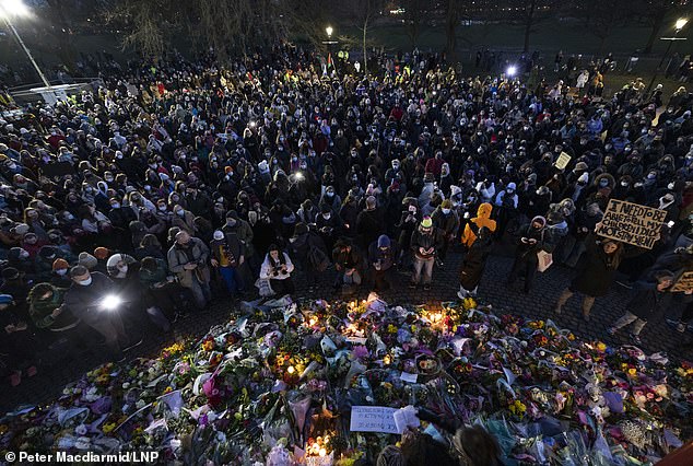 Hundreds of mourners defied social distancing to gather at Clapham Common around a bandstand where dozens of floral tributes have been placed for Sarah