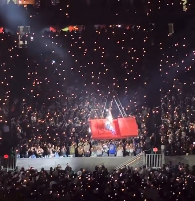The crowd fell quiet after Beyonce asked to stop the show before they erupted into a mixture of yelling and cheering