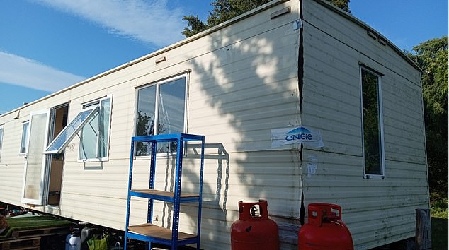 He now lives with his partner Zoe Clulow and her eight-year-old son in a dilapidated caravan on the Isle of Sheppey in Kent, pictured