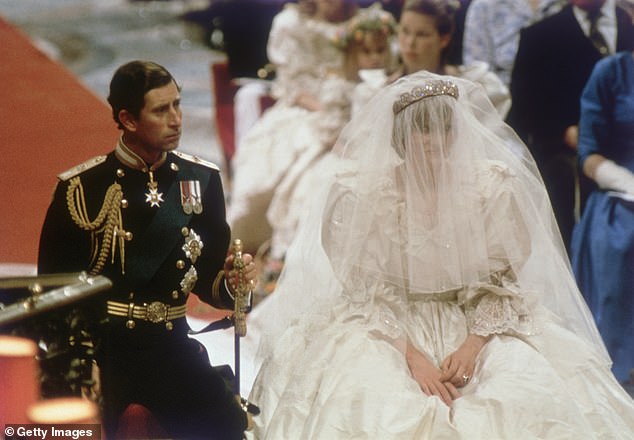 Charles is pictured with Princess Diana on the altar of St Paul's Cathedral during their marriage ceremony in 1981