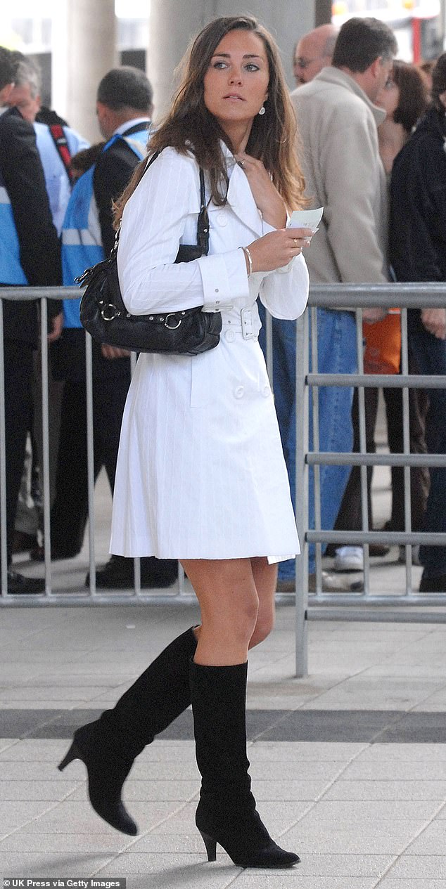 Nicholl wrote that Kate and William tried to keep their rekindled relationship under wraps. Kate is pictured arriving at the Concert for Diana in July 2007