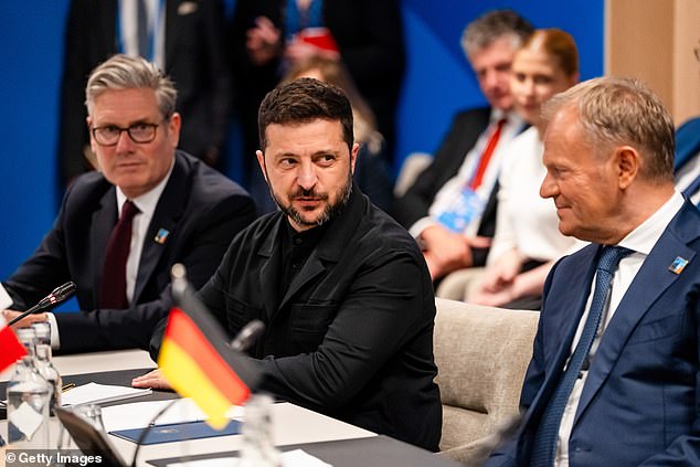 Sir Keir also met with Ukrainian President Volodymyr Zelensky and Poland's PM Donald Tusk at a NATO summit last week