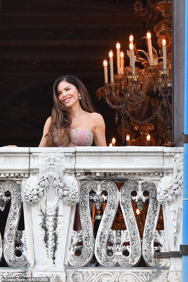 Described as the 'wedding of a century,' the 61-year-old Amazon founder and the former journalist, 55, (pictured) exchanged vows in front of nearly 200 VIPs on San Giorgio Maggiore island in Venice, Italy , on Friday