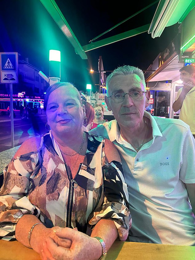 Diane and George Harvey, both 57. Diane has been visiting for over 20 years and has 'never seen it like this'