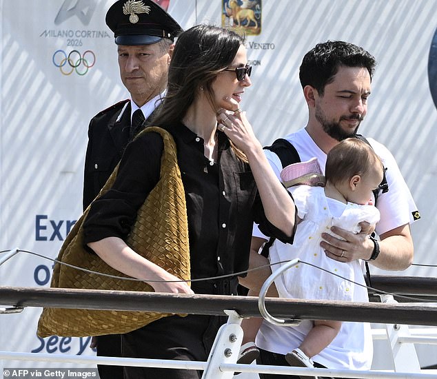 The family made a rare and unexpected appearance in Italy for Lauren and Jeff 's big day and were snapped heading from the quay into a water taxi after flying into Venice's Marco Polo airport