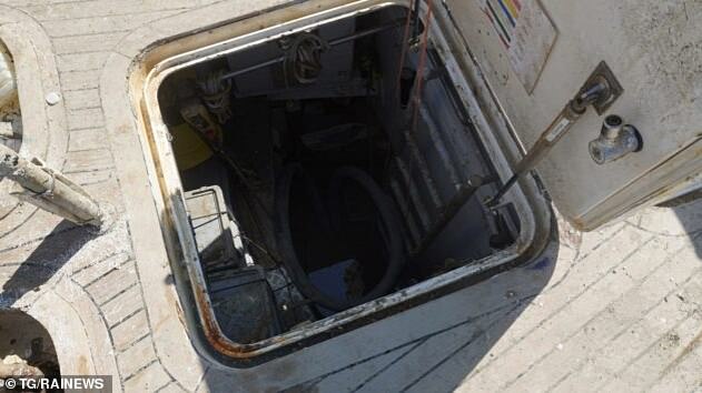 A hatchway leading down to the deck of Bayesian which sank in a freak storm last August, killing seven people onboard