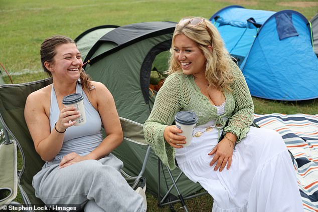 Pictures taken before 8am today show committed supporters lounging in camping chairs and sipping coffee