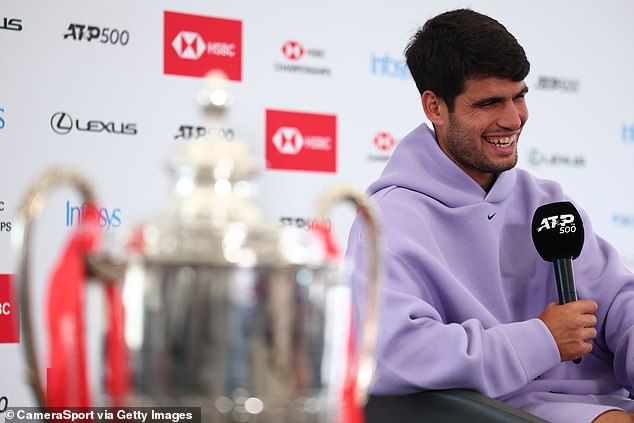 Carlos Alcaraz wore a similarly-coloured outfit after winning Queen's
