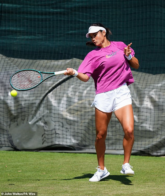 The 22-year-old was seen practising at the All-England Club on Sunday