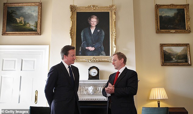 The portrait of Margaret Thatcher in the No10 study, seen during a meeting between David Cameron and Enda Kenny