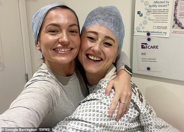When Daisy welcomed her own daughter, Emilia, three - who Georgia (pictured together) delivered - she offered again to help her best pal 'experience' being a mother - and that time, Georgia took up the generous offer