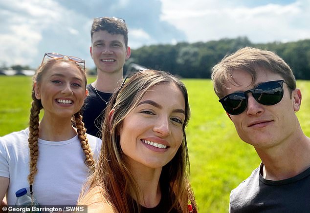 Georgia with her partner, Lloyd (right), and Daisy with her partner, Oliver Millson (left)