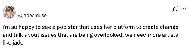 And taking to X, viewers were full of praise for the performance, branding her 'iconic', 'the next best thing' and 'always on the right side of history'