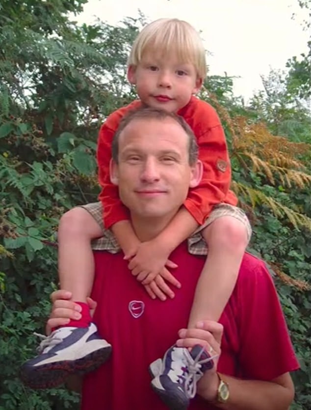 Sam as a youngster, pictured with his father David, lived a world away from that of his killer