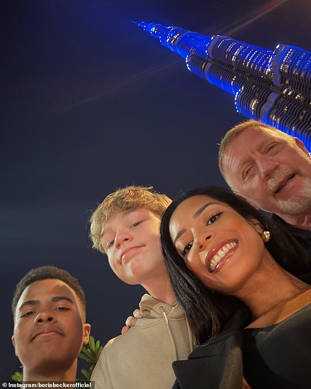 Becker has four other children, including son Amadeus (centre), from three different women