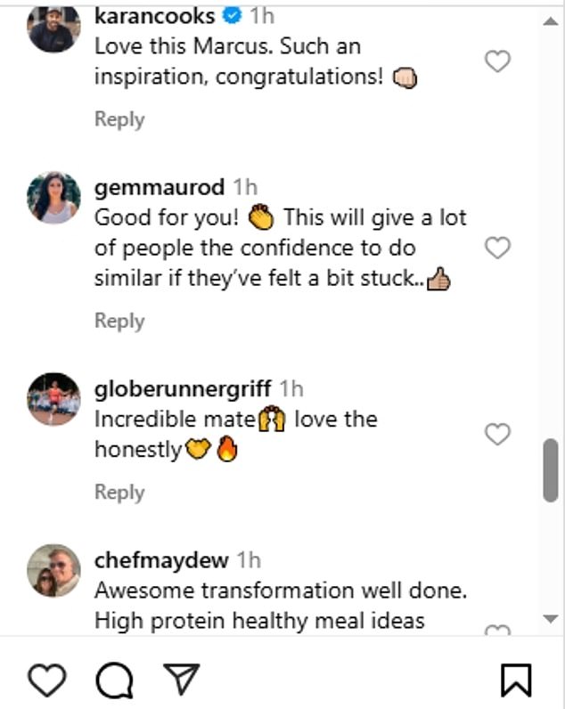 Fans flooded Marcus with compliments as they praised his transformation