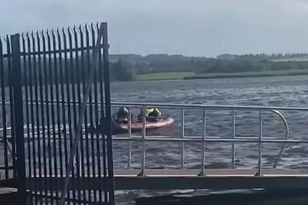 Four water rescue teams and a helicopter were called to the scene along with police officers and firefighters - a coastguard helicopter and rescue teams were also called in