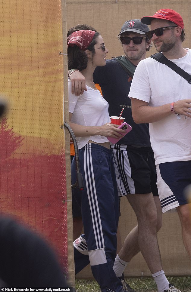 The couple dressed down as the daughter of Star Wars director, JJ Abrams, wore Adidas tracksuit bottoms, a simple white top and polka dot head scarf