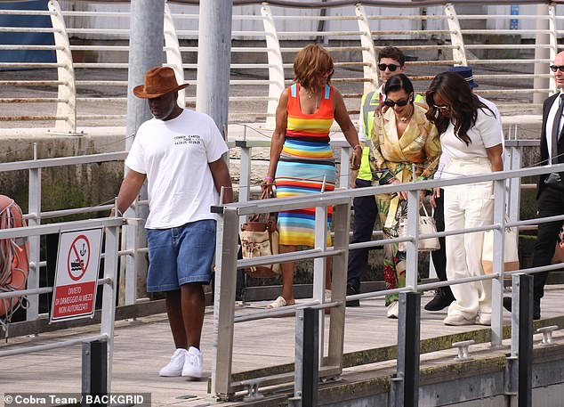 Kylie and Kendall's mother Kris Jenner, was also spotted leaving arm-in-arm with Oprah Winfrey, with the two women walking down the dock alongside Gayle King and Kris' boyfriend Corey Gamble