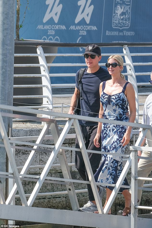 Donald Trump's daughter Ivanka and her husband Jared Kushner were also spotted making their exit, after arriving in Italian city on Tuesday