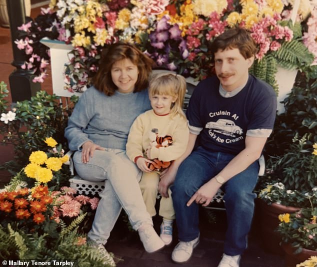 Pictured: Tarpley, an only child, with her mother and father when she was a young girl