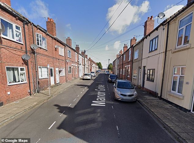 Emergency services, including Yorkshire Ambulance Service, West Yorkshire Police , and a Yorkshire Air Ambulance, were dispatched to the scene at 6:06pm on Friday (Pictured: Manor Grove in Castleford, West Yorkshire)