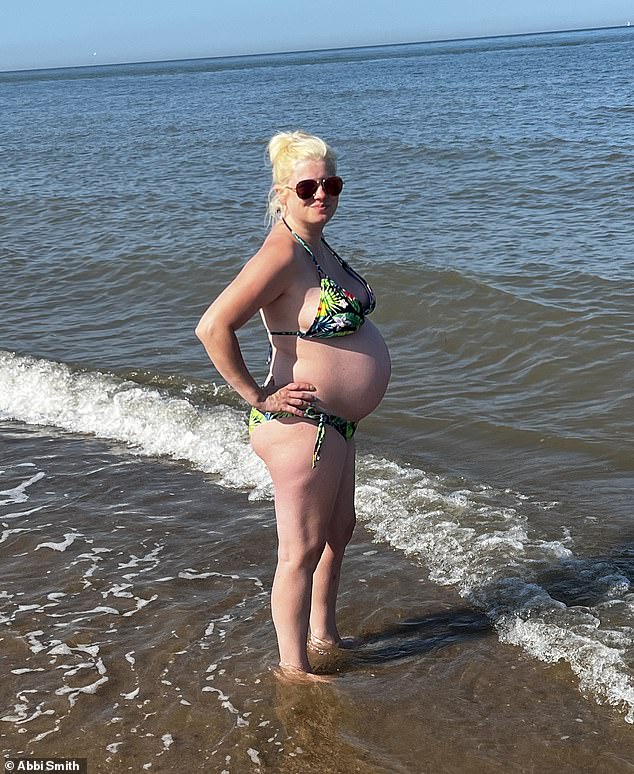 Abbi, pictured while pregnant with her son Eden, believes Mounjaro in combination with lifestyle changes will help her shed the pounds so she can go ahead with her surgery