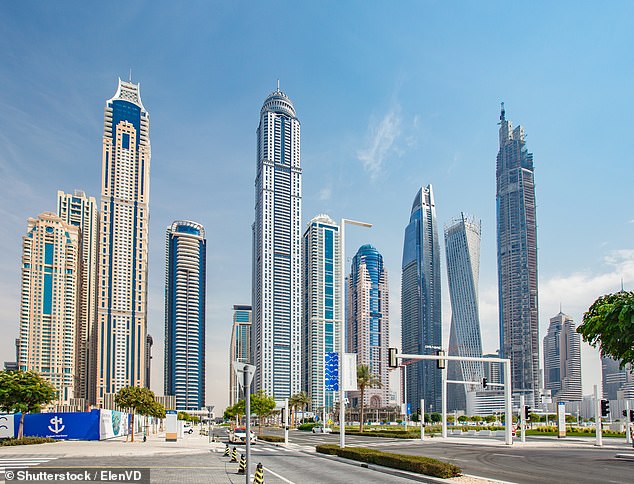 Daniel Kinahan's wife Caoimhe Robinson has been linked to a slate of property deals in Dubai since 2022. This includes buying a four-bedroom, 300 sq m apartment in the Elite Residence skyscraper (third from left) for £750,000