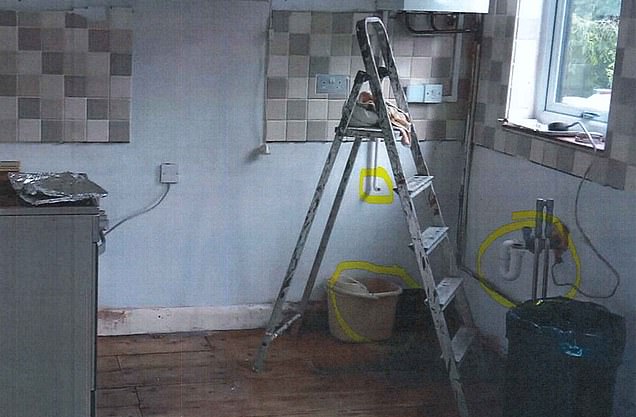 Pictured: The state Brown left a client's kitchen in without finishing the work
