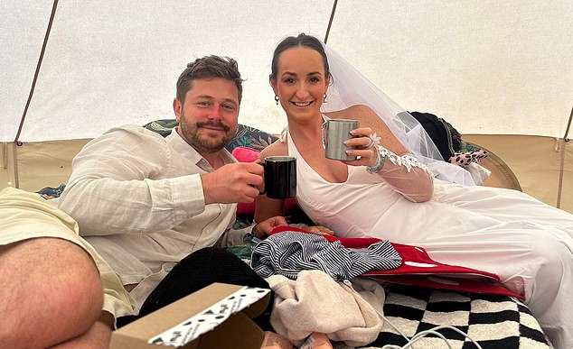 The betrothed couple then celebrated the ceremony with a Yorkshire pudding wrap for their wedding breakfast and some champagne