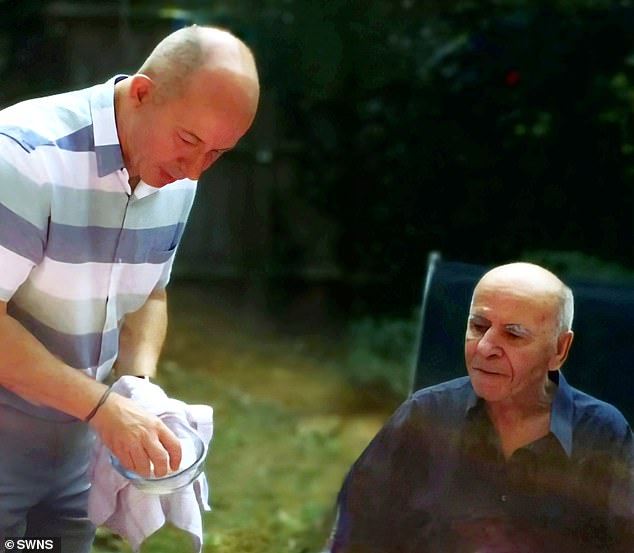 Chris Attarrd (left) is pictured with his father John Attard - the son has given an emotional witness impact statement at Woolwich Crown Court in south-east London