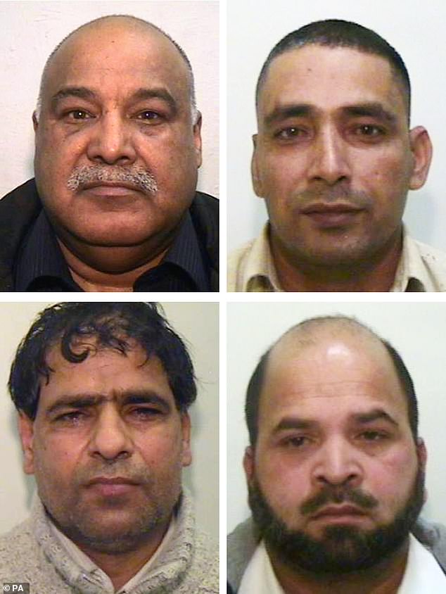 Rauf with three other members of the Rochdale grooming gang, Shabir Ahmed (top left), Adil Khan (top right) and Abdul Aziz (bottom left)