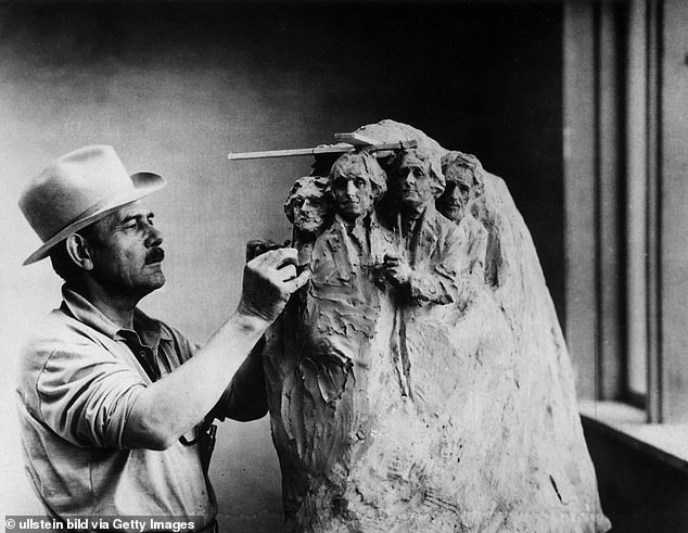 Borglum (pictured) had to abandon his plans of carving torsos for each of the former presidents due to the instability of much of the rock, and even stopped works on one of the faces and moved its location after it was determined the area to the side of Lincoln was unstable