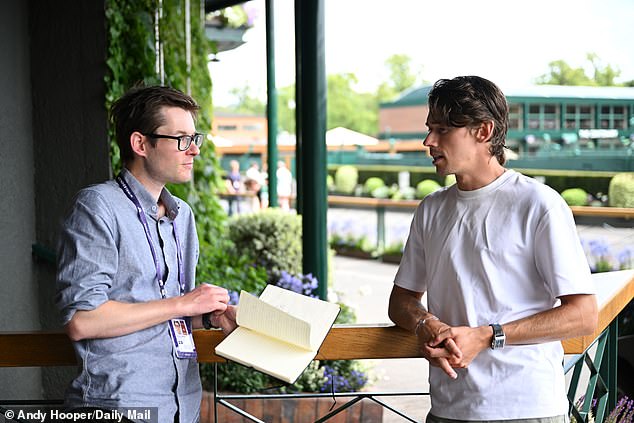 The wedding was a topic on the agenda when De Minaur met Mail Sport's Matthew Lambwell