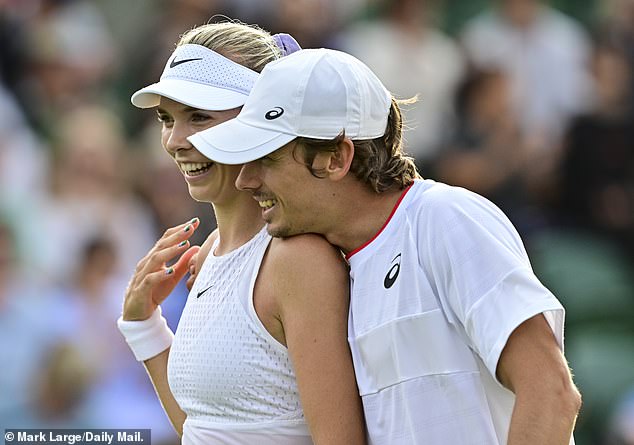 De Minaur and Boulter, pictured during a mixed doubles match, have been together since 2020