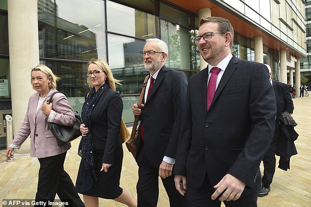 Mr Gwynne's constituency office stands besides Denton's Victoria Park, where the event to celebrate and honour service men and women took place. Pictured: Mr Gwynne with Jeremy Corbyn in 2019